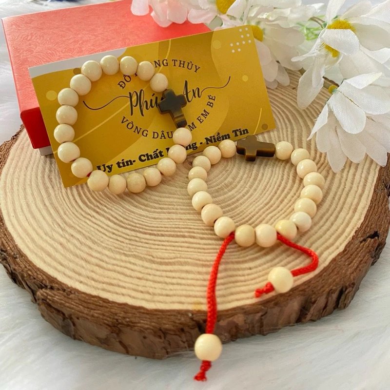 Vòng Dâu Tằm Kết Hợp Chuỗi Mân Côi Cho Bé – Ngủ Ngon, Bình An, Ít Quấy Khóc